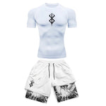 Anime 3D-gedrucktes Herren-Kompressionsset, kurzärmeliges Gym-Top + Workout-Shorts, schnell trocknend, atmungsaktiv, Leichtathletik-Rashguard-Set - flohmarkt-deutschland.shop