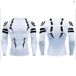 Anime Jujutsu Kaisen Kompressionsset Fitnessanzug für Herren, schnell trocknendes 3D-Kompressionsshirt + Fitnessstudio-Shorts, Lauf-Workout-Sportbekleidung - flohmarkt-deutschland.shop