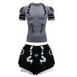 Anime Jujutsu Kaisen Kompressionsset Fitnessanzug für Herren, schnell trocknendes 3D-Kompressionsshirt + Fitnessstudio-Shorts, Lauf-Workout-Sportbekleidung - flohmarkt-deutschland.shop