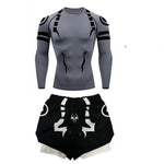 Anime Jujutsu Kaisen Kompressionsset Fitnessanzug für Herren, schnell trocknendes 3D-Kompressionsshirt + Fitnessstudio-Shorts, Lauf-Workout-Sportbekleidung - flohmarkt-deutschland.shop