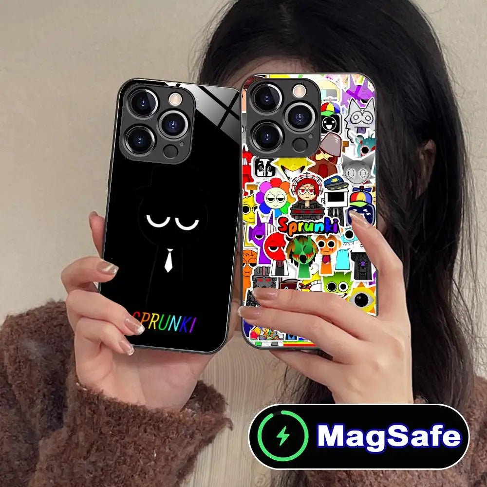 Anime Sprunki Mobile Phone Case for iPhone 16 15 14 13 12 11 Pro Max Plus Mini MagSafe Glass Colour Printing Pretty Smartphone - flohmarkt-deutschland.shop