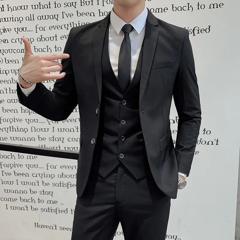 Anzug Upgrade des neuen Stoffes Herren Business Gentleman Fashion Slim Work Solid Color Plus Size Fair Dress Hochzeit Trauzeugenanzug - flohmarkt-deutschland.shop