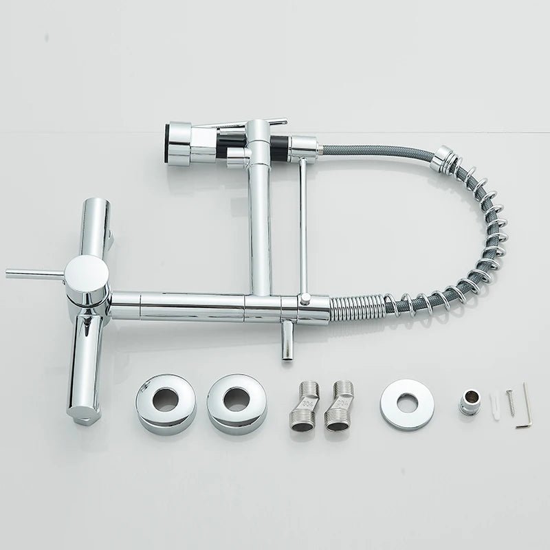 AquaNova Wand Küchenarmatur Pull-Down Hochdruck - Einhandbedienung Kaltes Und Warmes Wasser Mit Zwei Auslässe - flohmarkt-deutschland.shop