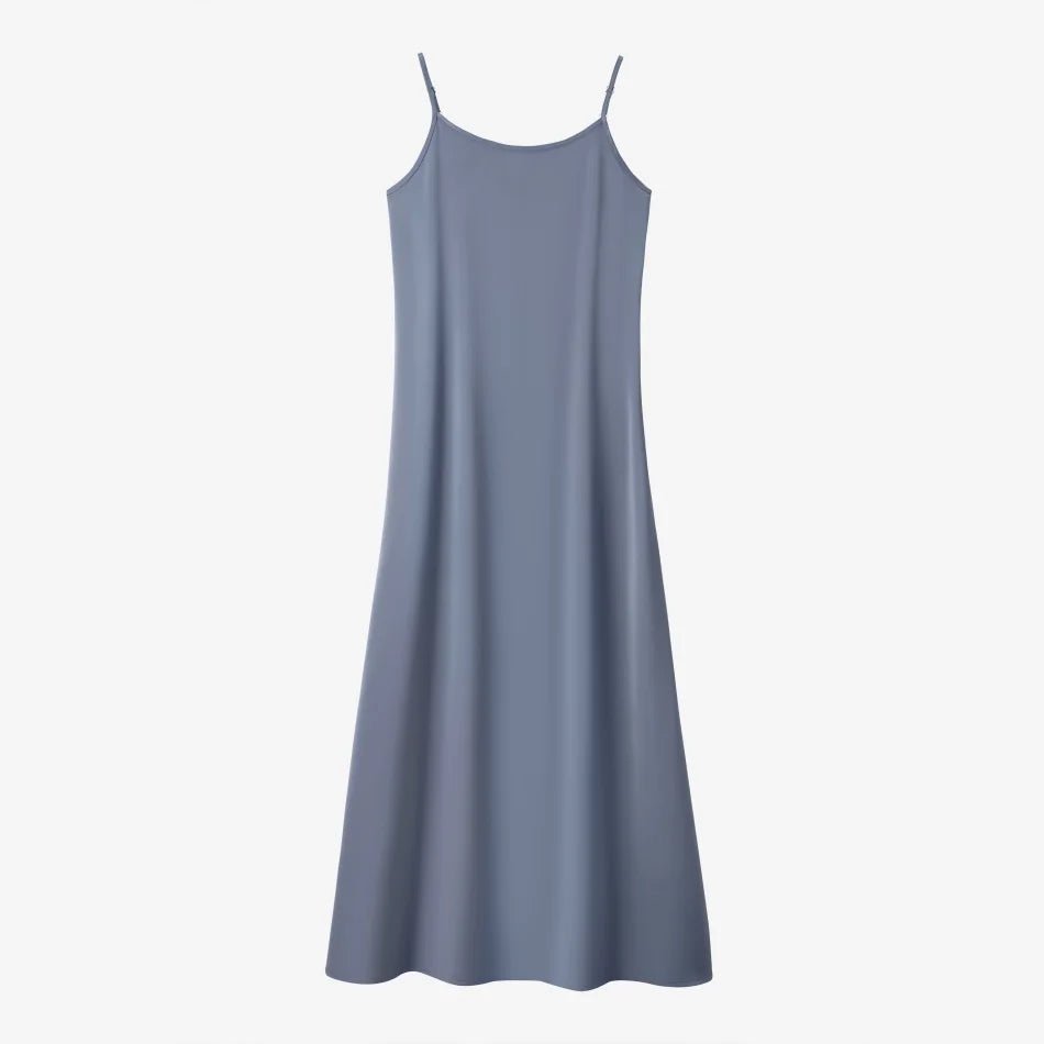 AS SS26 Luxe elegance slip satin dress + knitted top woman clothing set adjustable maxi floor length - flohmarkt-deutschland.shop