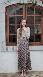 AS SS26 Luxe elegance slip satin dress + knitted top woman clothing set adjustable maxi floor length - flohmarkt-deutschland.shop