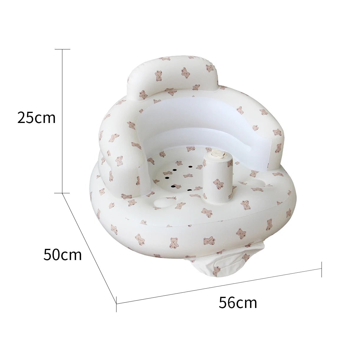 Aufblasbarer Babysitz, Biskuit-Bär Cartoon-Babysessel zum Sitzen für 3-12 Monate, Eingebaute Luftpumpe PVC-Rückenstütze Sofa - flohmarkt-deutschland.shop