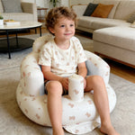 Aufblasbarer Babysitz, Biskuit-Bär Cartoon-Babysessel zum Sitzen für 3-12 Monate, Eingebaute Luftpumpe PVC-Rückenstütze Sofa - flohmarkt-deutschland.shop