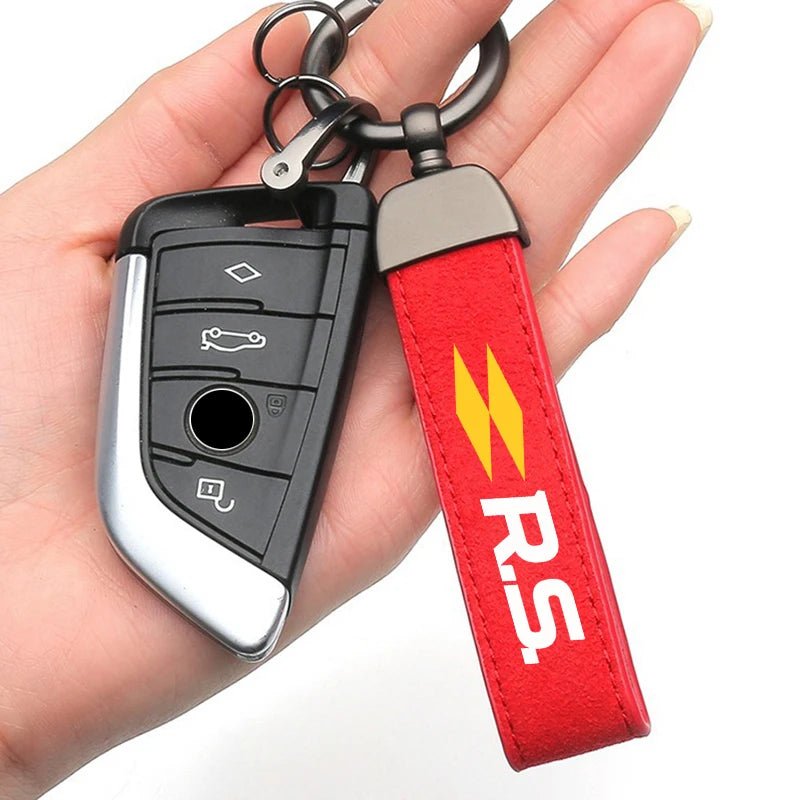 Auto Schlüsselanhänger Schlüsselanhänger für Renault RS Line Fluence Captur Megane 2 3 4 Autozubehör Wildleder Metallschnalle Schlüsselanhänger Ringe Männer Geschenk - flohmarkt-deutschland.shop