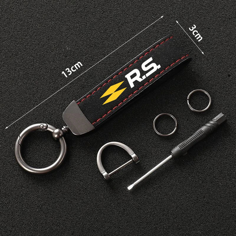 Auto Schlüsselanhänger Schlüsselanhänger für Renault RS Line Fluence Captur Megane 2 3 4 Autozubehör Wildleder Metallschnalle Schlüsselanhänger Ringe Männer Geschenk - flohmarkt-deutschland.shop