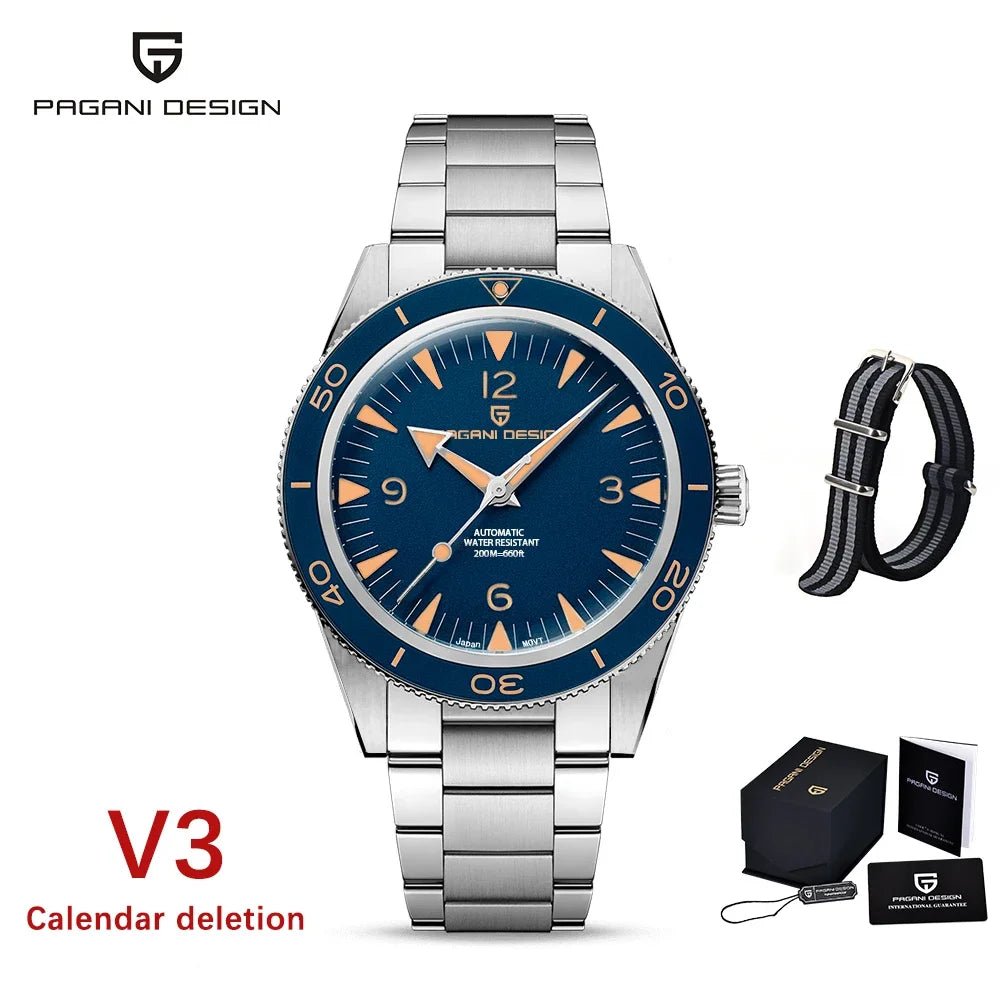 Automatische Uhr, Männer Mechanische 200 m Wasserdicht Saphir Keramik Tauchen Edelstahl Uhr V3 - flohmarkt-deutschland.shop