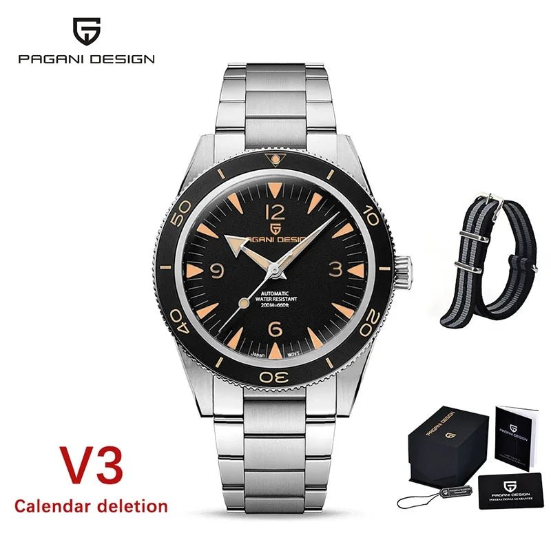 Automatische Uhr, Männer Mechanische 200 m Wasserdicht Saphir Keramik Tauchen Edelstahl Uhr V3 - flohmarkt-deutschland.shop