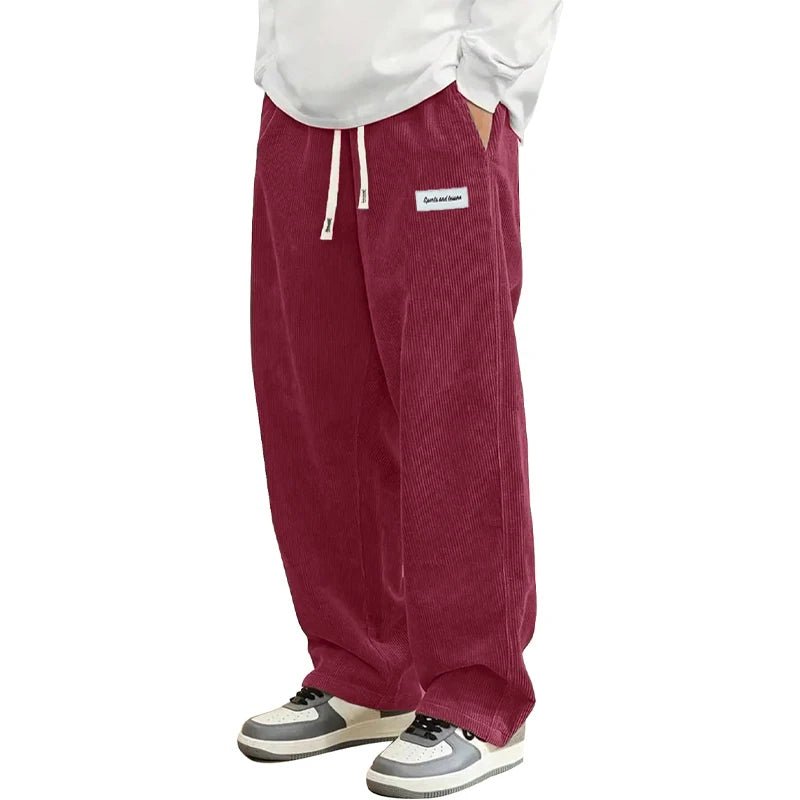 Autumn Mens Corduroy Casual Pants Fashion Loose Fit Pants Straight Sweatpants Elastic Waist Drawstring Outdoor Streetwear - flohmarkt-deutschland.shop