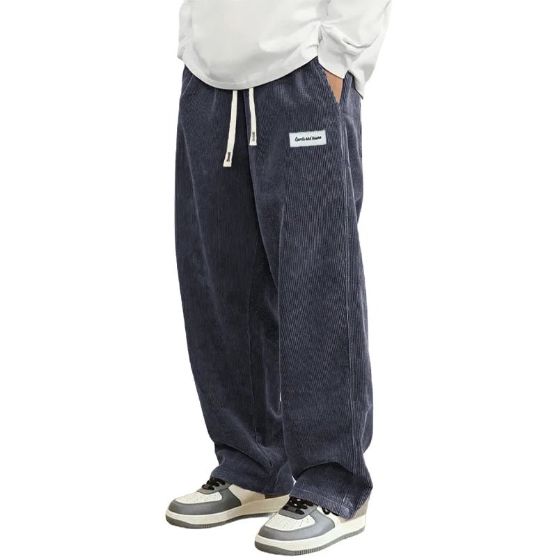 Autumn Mens Corduroy Casual Pants Fashion Loose Fit Pants Straight Sweatpants Elastic Waist Drawstring Outdoor Streetwear - flohmarkt-deutschland.shop