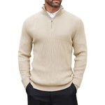 Autumn Men's Quarter Zip Pullover Dress Slim Sweater Mock Neck Sweaters Casual Long Sleeve Pullovers Outerwear Winter Warm Tops - flohmarkt-deutschland.shop