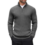 Autumn Men's Quarter Zip Pullover Dress Slim Sweater Mock Neck Sweaters Casual Long Sleeve Pullovers Outerwear Winter Warm Tops - flohmarkt-deutschland.shop