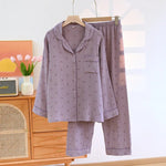 Autumn New Cotton Yarn Sleepwear Women's Two-piece Home Clothes Pajamas Nightie Female Nightwear Suit Set Lounge Wear - flohmarkt-deutschland.shop