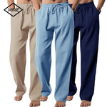 Autumn/Spring European and American Men's Casual Breathable Cotton Linen Loose Casual Pants Outdoor Beach Hiking Sports Pants - flohmarkt-deutschland.shop