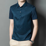 AYUNSUE 91.7% Mulberry Silk Polo Shirt for Man Summer Clothing Fashion Dark Pattern Men's White Tee Shirts Polo Shirts Herren - flohmarkt-deutschland.shop