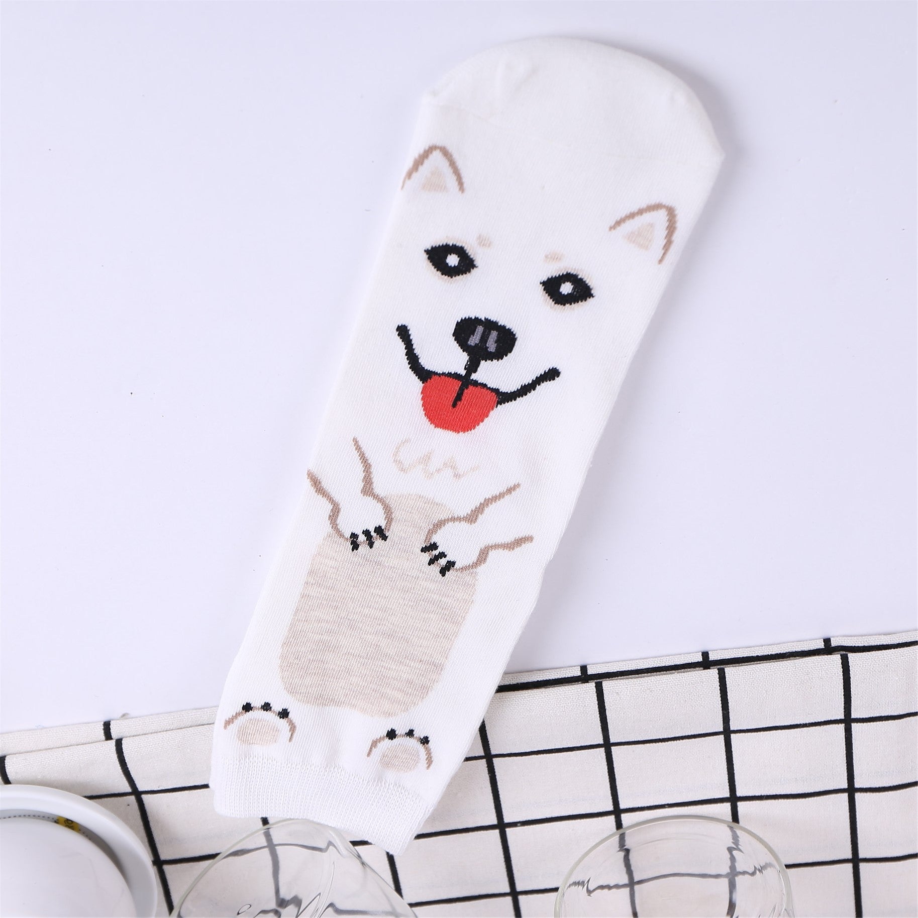 Cute Korean Cartoon Dog Cotton Mid-Calf Socks