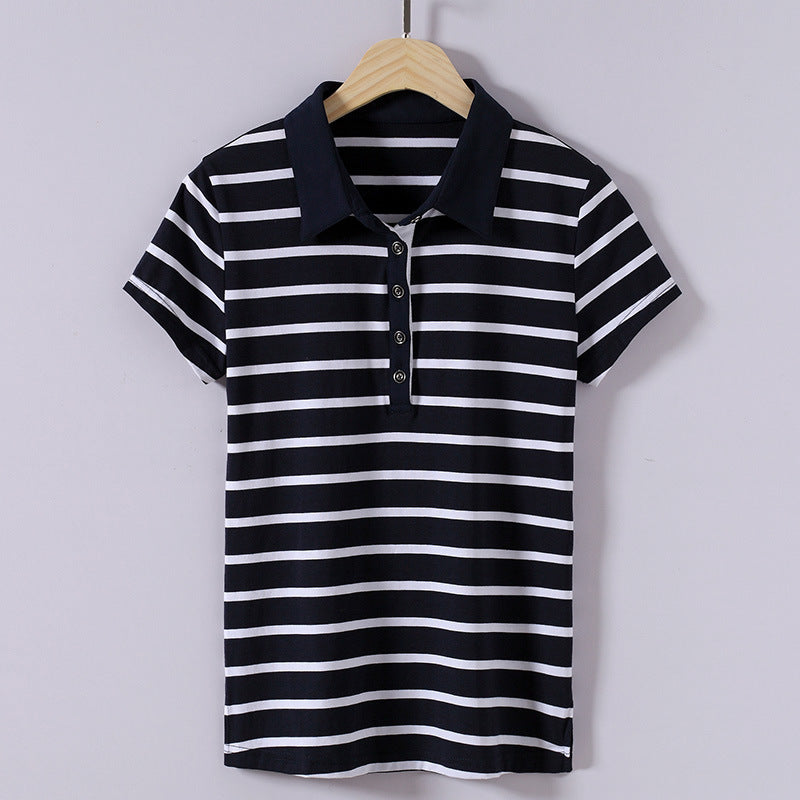 2020 Fashionable Striped Korean Style Short Sleeve T-Shirt