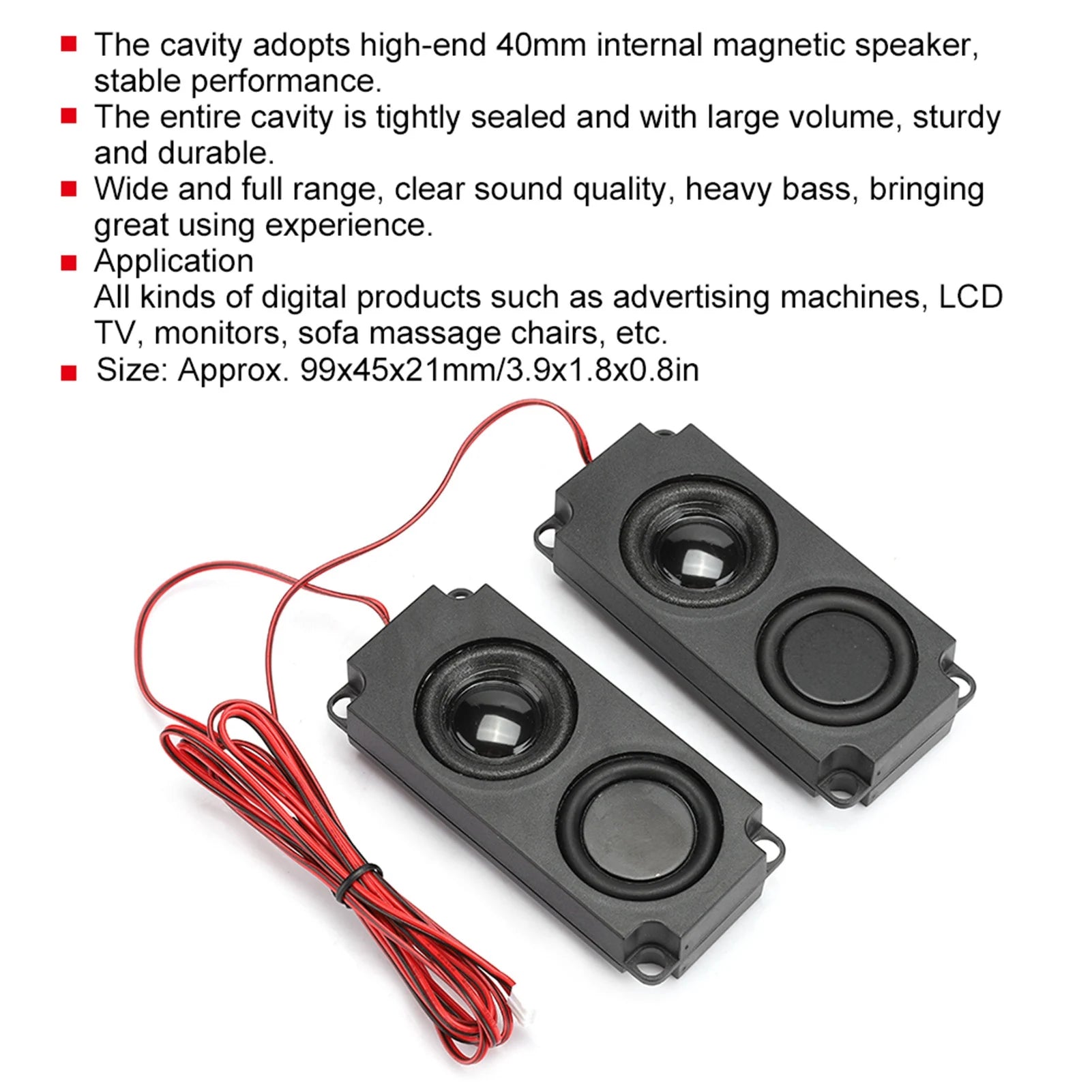 2PCS 8Ω 5W Portable Subwoofer Enclosure 40mm Magnetic Dual-Channel Speaker For TV Monitors Dual-Channel Magnetic Speaker