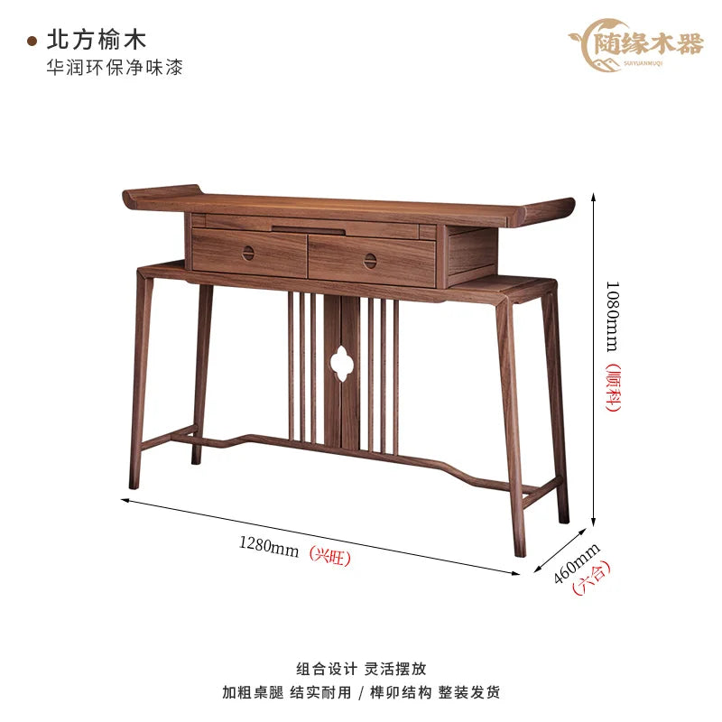 XL Altar Incense Burner Table Black Walnut Wooden Hallway Altar Buddhist Hall Guanyin God of Wealth Prayer Altar Table