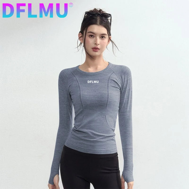 Women Quick-drying Breathable Tight-fitting Yoga Clothes Soft Running Sports Long-sleeved Tops Training Fitness T-shirts