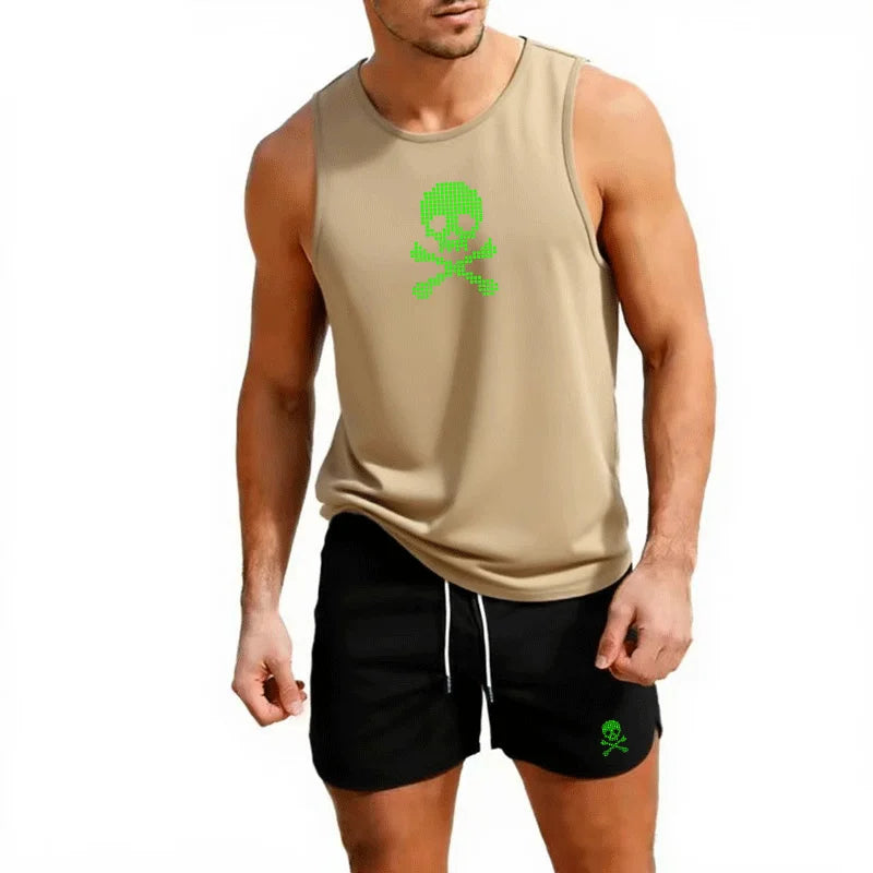 Fitness loose men tank top  sleeveless t-shirt suit fitness clothes basketball training vest men sport undershirt suit