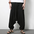 Men's Cotton Linen Loose Casual Harem Pants (Large)