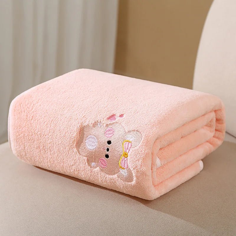 Baby-Badetuch, Wickeldecke für Kleinkinder, Niedliche Tier-Stickerei Fleece-Decke, Weicher Kinderbademantel, Kinderdecke - flohmarkt-deutschland.shop