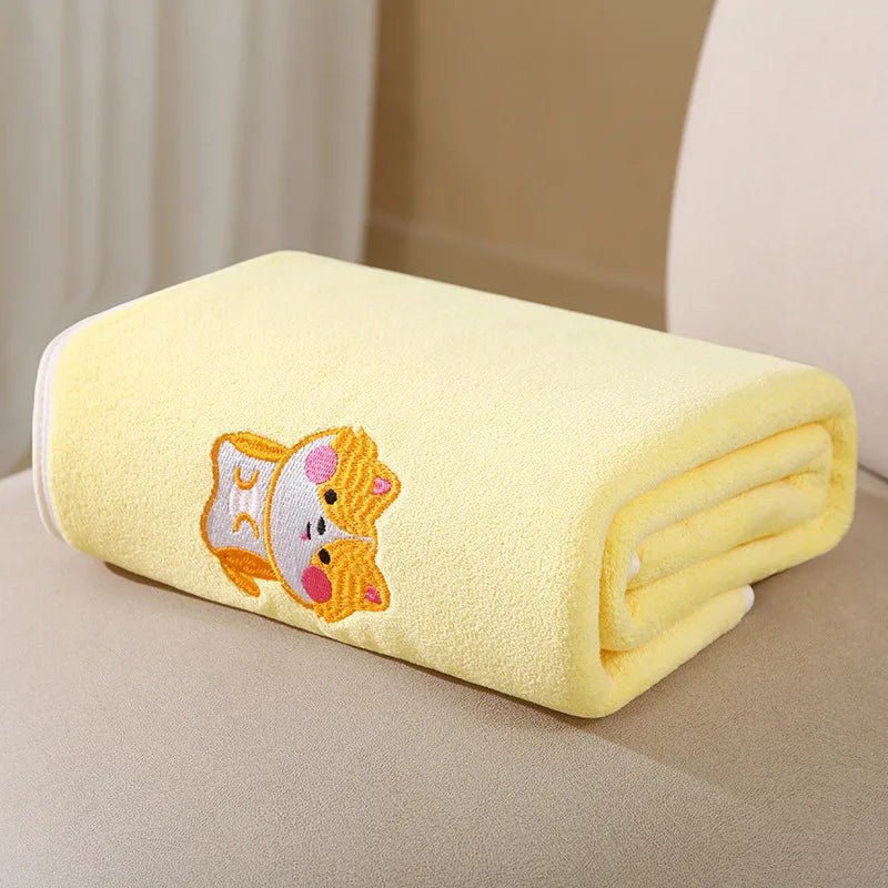 Baby-Badetuch, Wickeldecke für Kleinkinder, Niedliche Tier-Stickerei Fleece-Decke, Weicher Kinderbademantel, Kinderdecke - flohmarkt-deutschland.shop