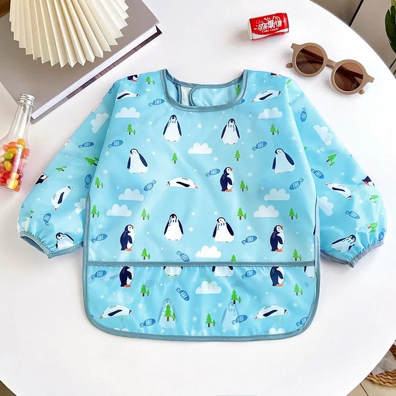 Baby-Lätzchen, niedlich, bunt, Cartoon, wasserdicht, Lätzchen, Säugling, Essen, Kinder, Zeichnen, Langarm-Schürze, selbsternährendes Baby, 0–3 Jahre - flohmarkt-deutschland.shop