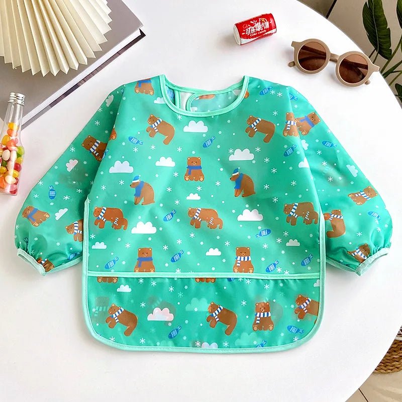 Baby-Lätzchen, niedlich, bunt, Cartoon, wasserdicht, Lätzchen, Säugling, Essen, Kinder, Zeichnen, Langarm-Schürze, selbsternährendes Baby, 0–3 Jahre - flohmarkt-deutschland.shop