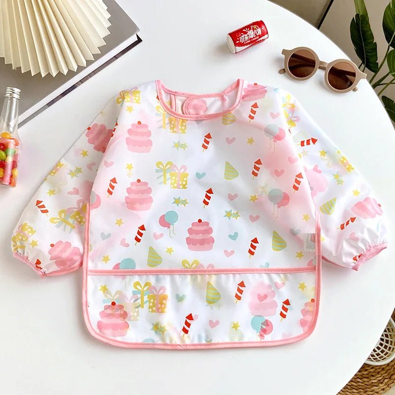 Baby-Lätzchen, niedlich, bunt, Cartoon, wasserdicht, Lätzchen, Säugling, Essen, Kinder, Zeichnen, Langarm-Schürze, selbsternährendes Baby, 0–3 Jahre - flohmarkt-deutschland.shop