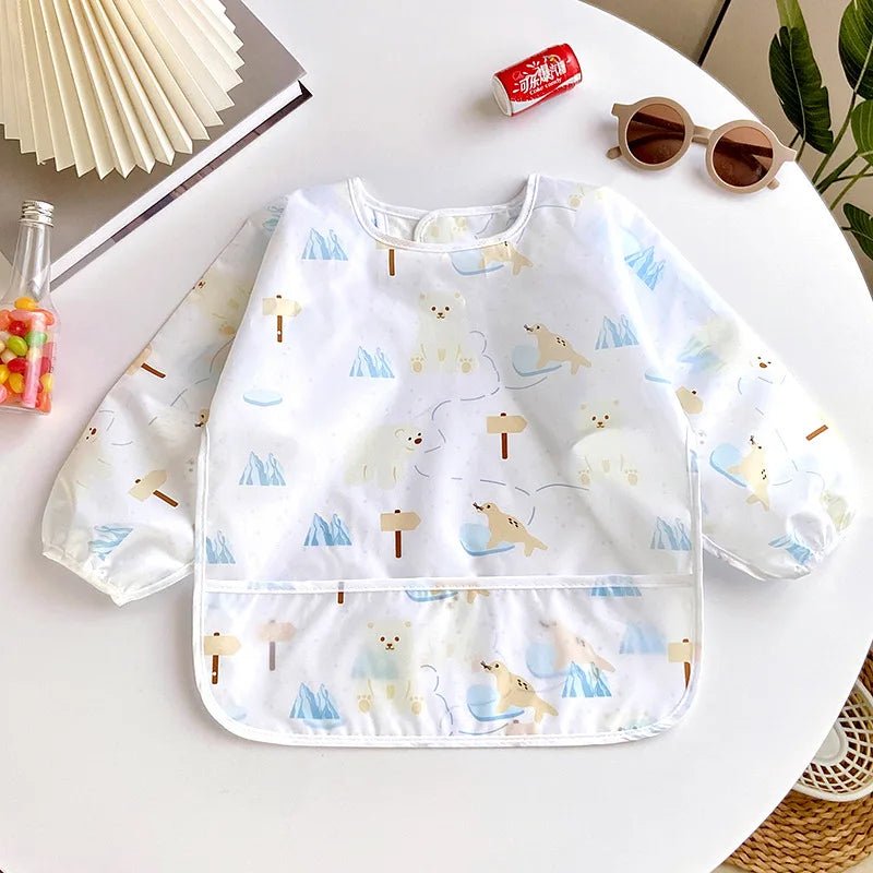 Baby-Lätzchen, niedlich, bunt, Cartoon, wasserdicht, Lätzchen, Säugling, Essen, Kinder, Zeichnen, Langarm-Schürze, selbsternährendes Baby, 0–3 Jahre - flohmarkt-deutschland.shop