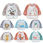 Baby Lätzchen Spuckt ücher wasserdichte Langarm Anti-Trage-Cartoon Lätzchen umgekehrtes Kleid Baby Fütterung Lätzchen Bavoir Manches Longues - flohmarkt-deutschland.shop