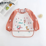 Baby Lätzchen Spuckt ücher wasserdichte Langarm Anti-Trage-Cartoon Lätzchen umgekehrtes Kleid Baby Fütterung Lätzchen Bavoir Manches Longues - flohmarkt-deutschland.shop