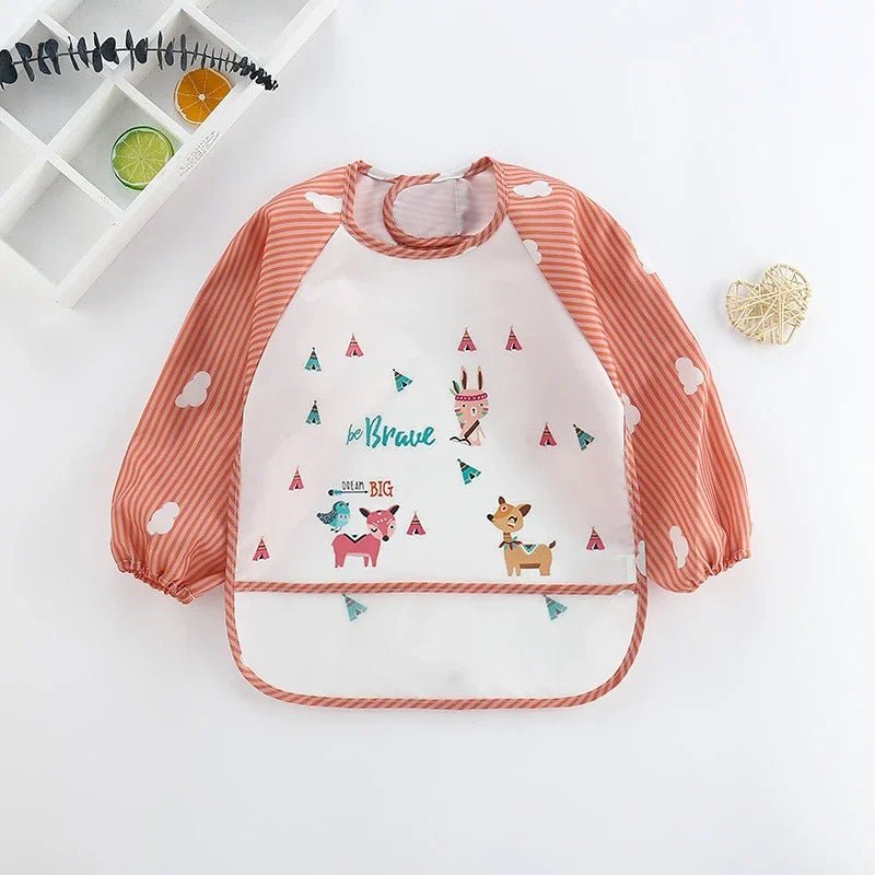 Baby Lätzchen Spuckt ücher wasserdichte Langarm Anti-Trage-Cartoon Lätzchen umgekehrtes Kleid Baby Fütterung Lätzchen Bavoir Manches Longues - flohmarkt-deutschland.shop