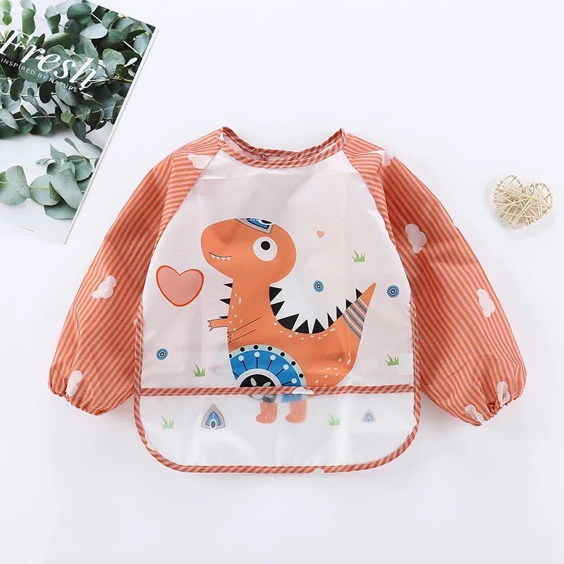 Baby Lätzchen Spuckt ücher wasserdichte Langarm Anti-Trage-Cartoon Lätzchen umgekehrtes Kleid Baby Fütterung Lätzchen Bavoir Manches Longues - flohmarkt-deutschland.shop