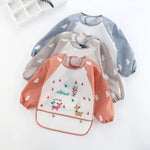 Baby Lätzchen Spuckt ücher wasserdichte Langarm Anti-Trage-Cartoon Lätzchen umgekehrtes Kleid Baby Fütterung Lätzchen Bavoir Manches Longues - flohmarkt-deutschland.shop