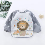 Baby Lätzchen Spuckt ücher wasserdichte Langarm Anti-Trage-Cartoon Lätzchen umgekehrtes Kleid Baby Fütterung Lätzchen Bavoir Manches Longues - flohmarkt-deutschland.shop