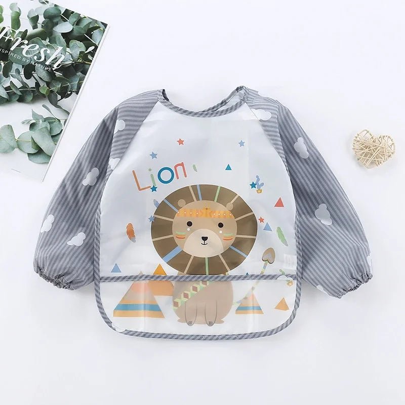 Baby Lätzchen Spuckt ücher wasserdichte Langarm Anti-Trage-Cartoon Lätzchen umgekehrtes Kleid Baby Fütterung Lätzchen Bavoir Manches Longues - flohmarkt-deutschland.shop