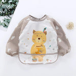 Baby Lätzchen Spuckt ücher wasserdichte Langarm Anti-Trage-Cartoon Lätzchen umgekehrtes Kleid Baby Fütterung Lätzchen Bavoir Manches Longues - flohmarkt-deutschland.shop