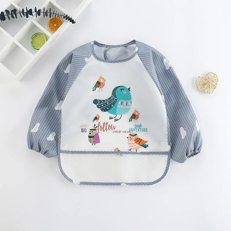 Baby Lätzchen Spuckt ücher wasserdichte Langarm Anti-Trage-Cartoon Lätzchen umgekehrtes Kleid Baby Fütterung Lätzchen Bavoir Manches Longues - flohmarkt-deutschland.shop