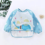 Baby Lätzchen Spuckt ücher wasserdichte Langarm Anti-Trage-Cartoon Lätzchen umgekehrtes Kleid Baby Fütterung Lätzchen Bavoir Manches Longues - flohmarkt-deutschland.shop