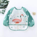 Baby Lätzchen Spuckt ücher wasserdichte Langarm Anti-Trage-Cartoon Lätzchen umgekehrtes Kleid Baby Fütterung Lätzchen Bavoir Manches Longues - flohmarkt-deutschland.shop