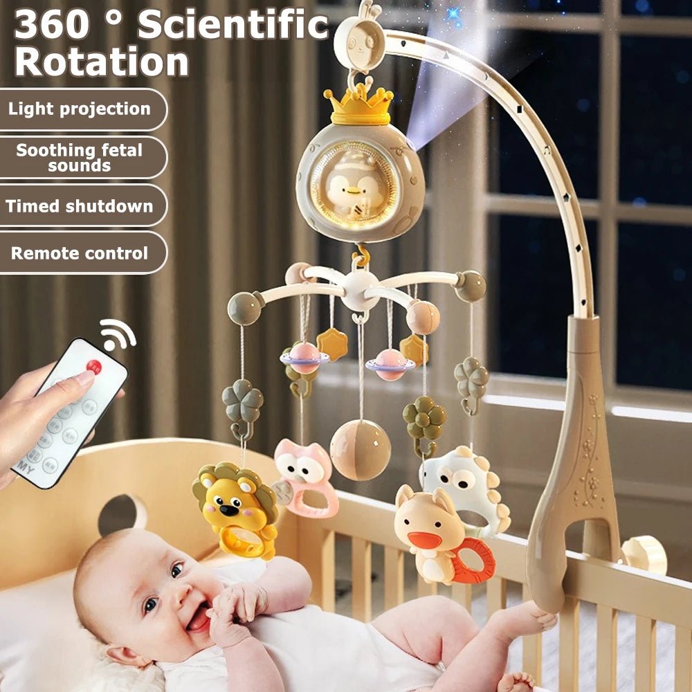 Babybett-Mobile mit Projektor und Nachtlicht, ferngesteuertes, musikalisches rotierendes Spielzeug mit beruhigenden Schlafliedern für Neugeborene - flohmarkt-deutschland.shop