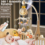 Babybett-Mobile mit Projektor und Nachtlicht, ferngesteuertes, musikalisches rotierendes Spielzeug mit beruhigenden Schlafliedern für Neugeborene - flohmarkt-deutschland.shop