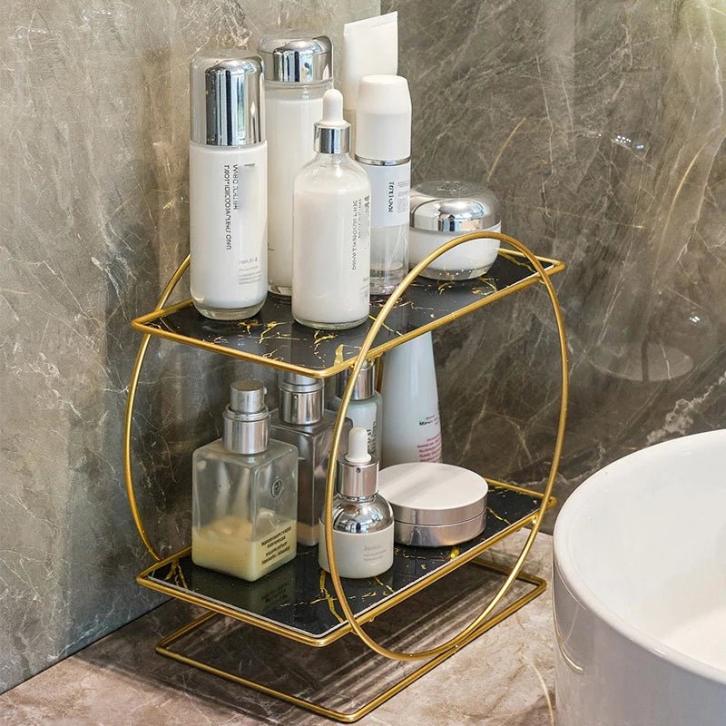 Bad Lagerung Rack Wc Arbeitsplatte Doppel Schicht Eisen Kosmetik Lagerung Inhaber Hautpflege Lippenstift Organizer Display-ständer - flohmarkt-deutschland.shop