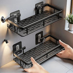 Bad Regal Küche Lagerung Organizer Aluminium Legierung Shampoo Rack Dusche Regal Bad Zubehör Kein Bohrer Regal - flohmarkt-deutschland.shop